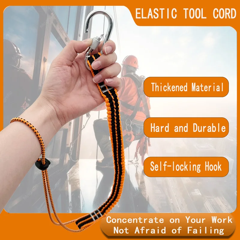 Mit Karabinerhaken Werkzeugseil Anti-Verlust-Gadget Teleskopisches Elastisches Seil für Outdoor-Wartungsarbeiten Werkzeug-Lanyard – Detail 4