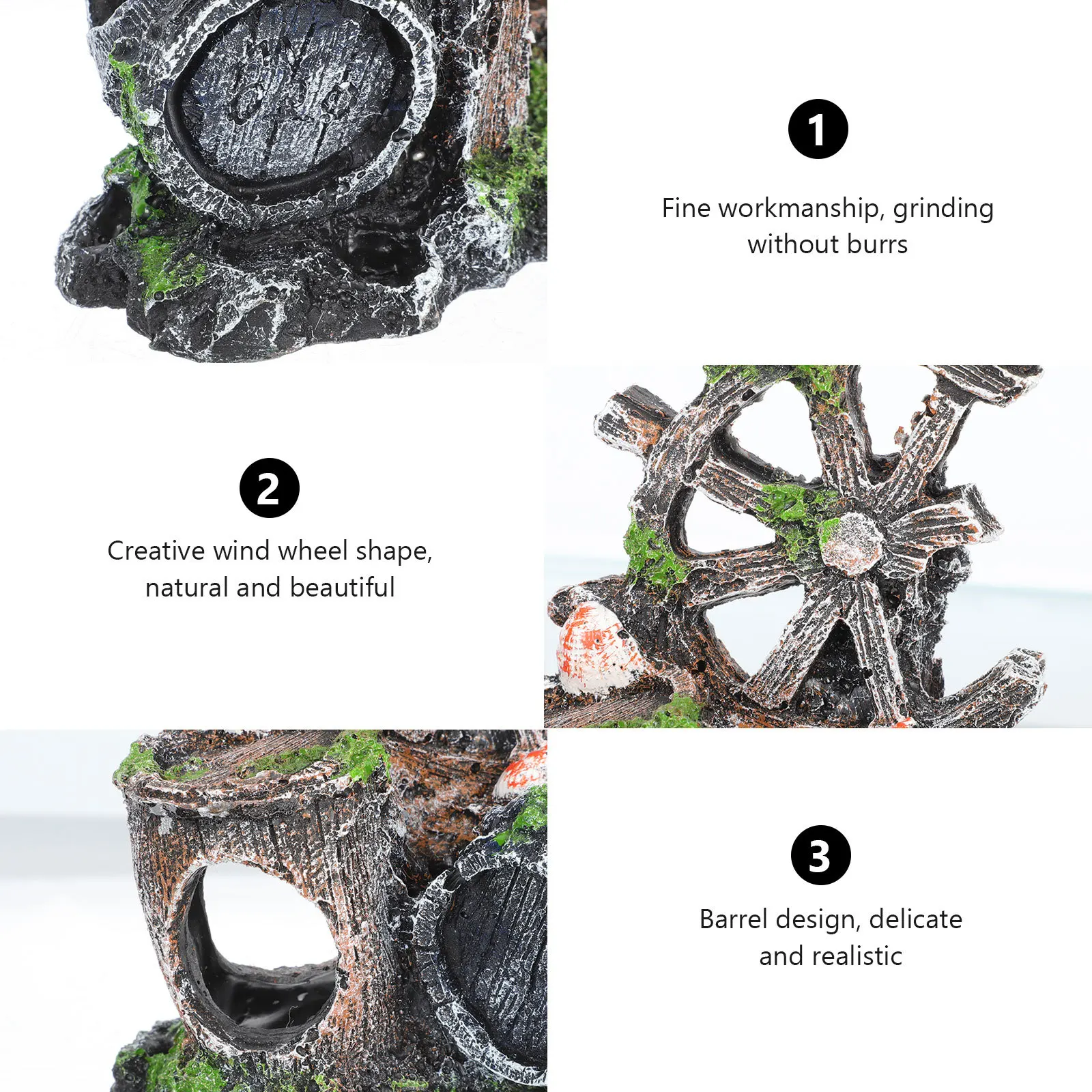 

Aquarium Fish Tank Decoration Resin Wine Barrel Hideout Cave Durable Natural Fish Hideout Ornament for Home Office Aquarium