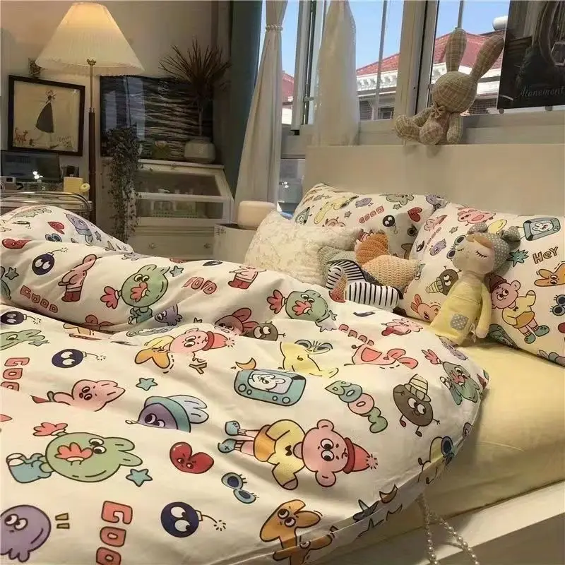 

3pcs Pastoral Style Duvet Cover Set Soft Skin-friendly Cartoon Print Children's Home Bedroom Bedding Decoration(No Bed Sheets)