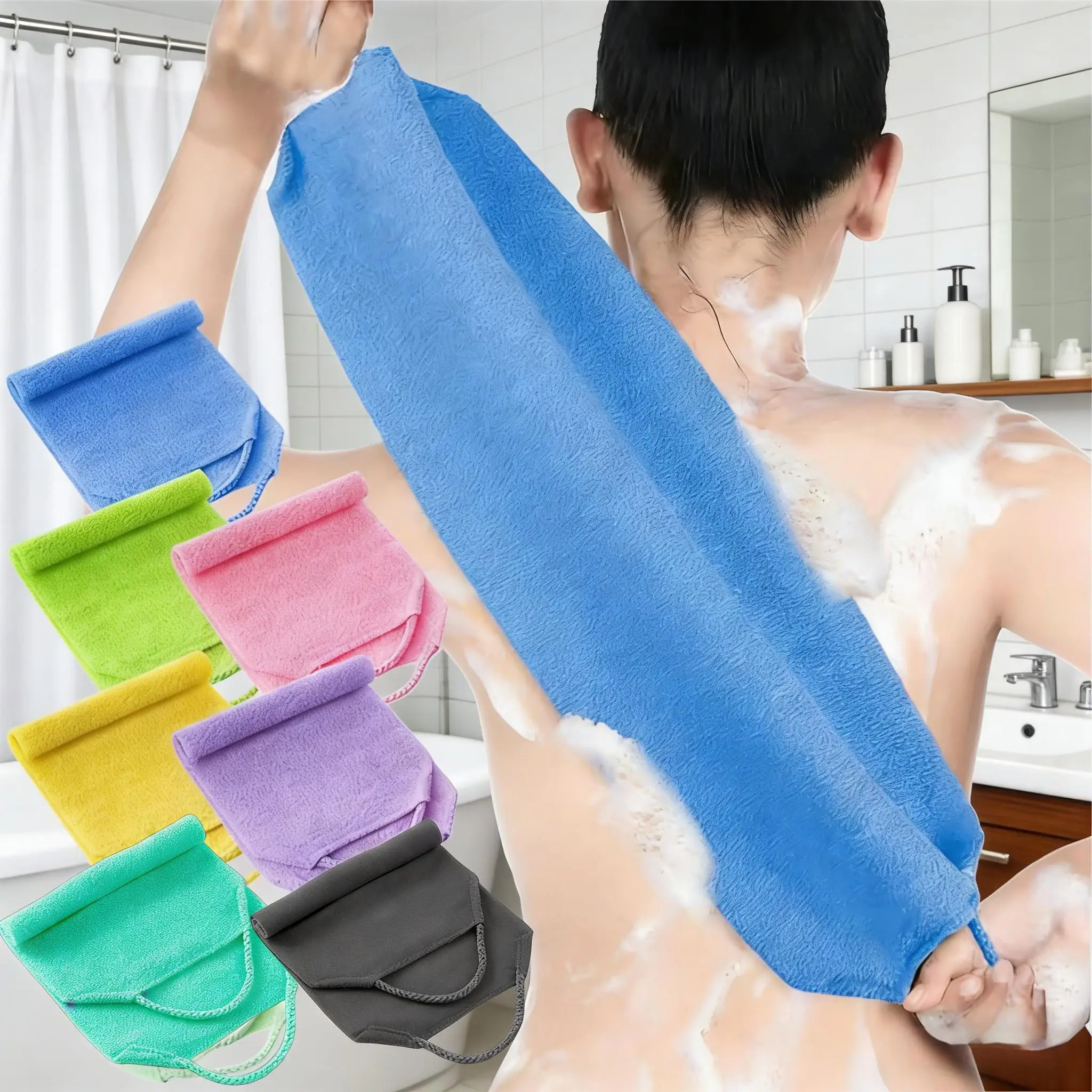 1/2pcs Stretchable High Elastic Exfoliating Bath Towel Full Body Scrub Towel Super Absorbent Back Bathroom Accessory