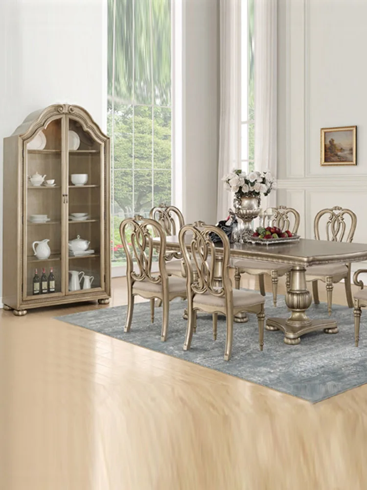 Solid wood high-end carved semicircular arched dining side display cabinet