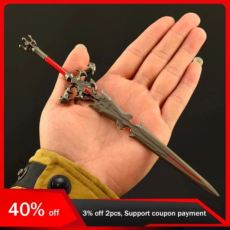 

22cm/8.66in Samurai Moon Fire Sword Game Peripherals Alloy Model Medieval Weapons Collectible Display Cosplay Ornaments Boy Toys