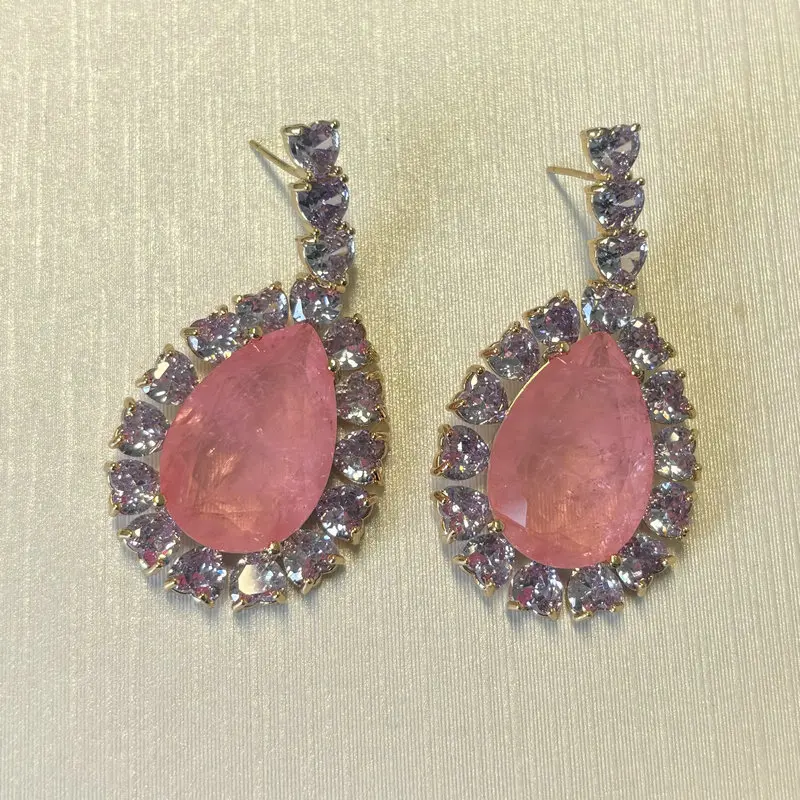 Bilincolor Mode Vintage Große Gelb Cubic Zirkon Ohrring für Frauen – Detail 16
