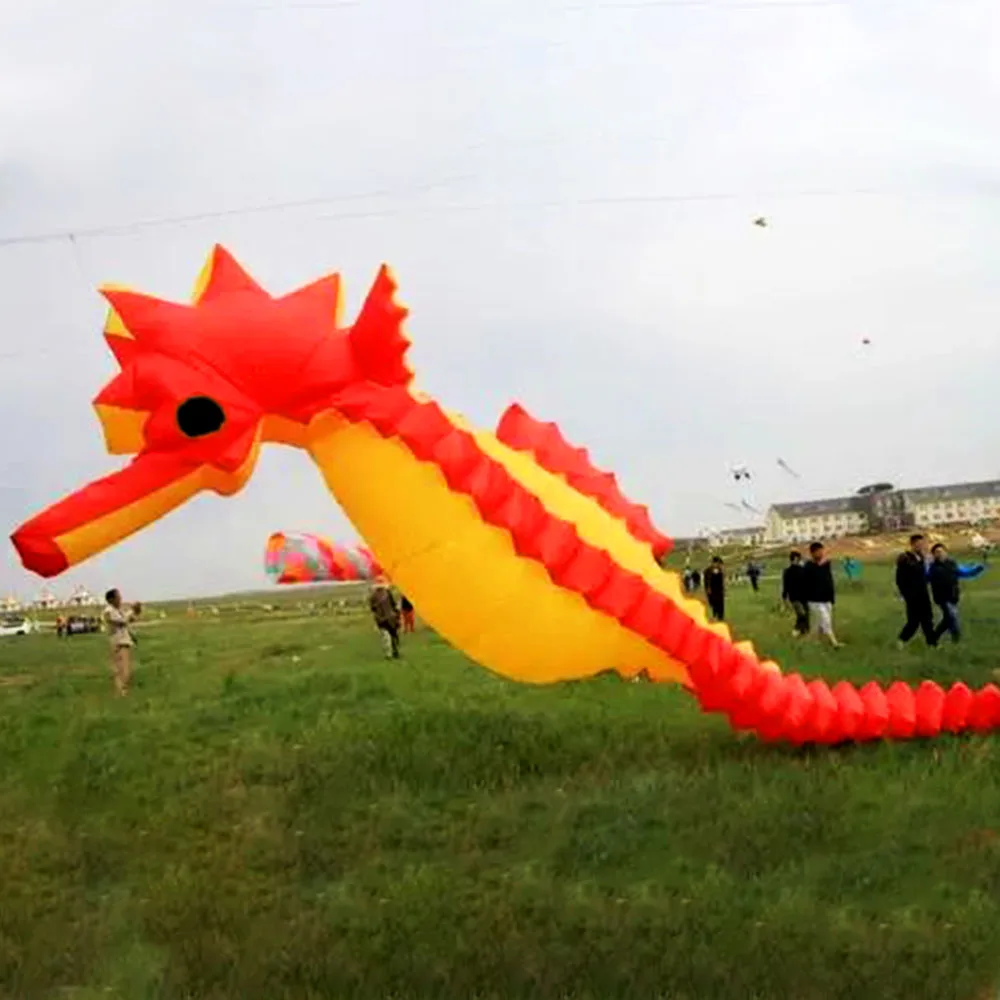 ขนาดใหญ่ 5 m/10 m Seahorse Kite จี้สําหรับผู้ใหญ่ไนลอนขนาดใหญ่ Inflatable Kites ของเล่นกลางแจ้งโรงงาน