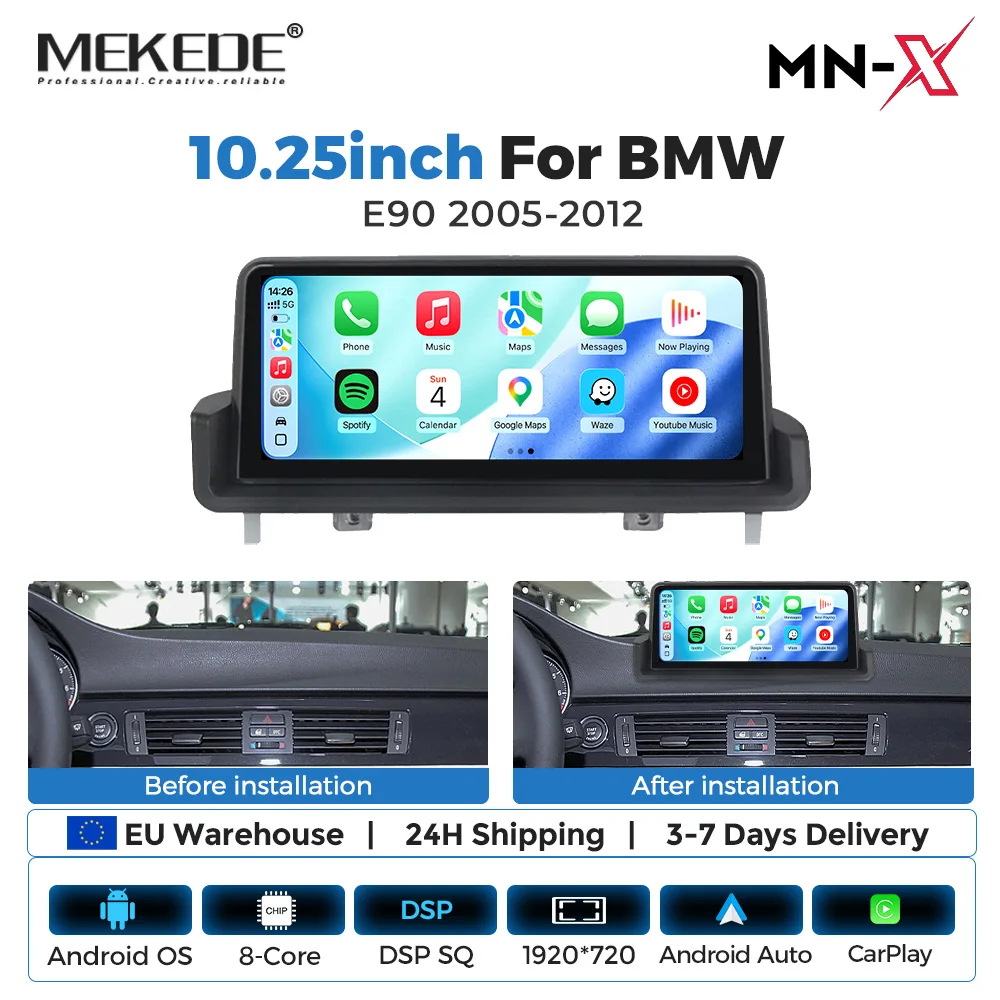 Image of Neuer Android 15 Auto-Multimedia-GPS-Navigationsplayer mit drahtlosem Apple CarPlay und Android Auto für BMW E90 E91 E92 E93 2005-2012 Radio