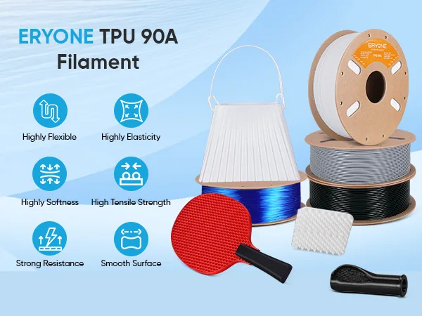 ERYONE TPU Filament 90A 1,75mm für 3D-Drucker +/-0,03mm, 90A, 1kg (2,2 LBS) / Spule TPU Filament 90A – Detail 1