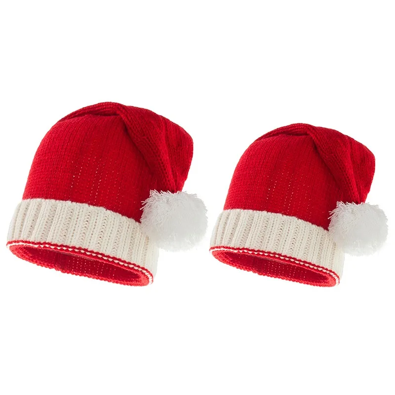 2025 cappello di natale lavorato a maglia carino pompon adulto bambino morbido berretto babbo natale festa di capodanno regali per bambini Navidad Natal Noel decorazione