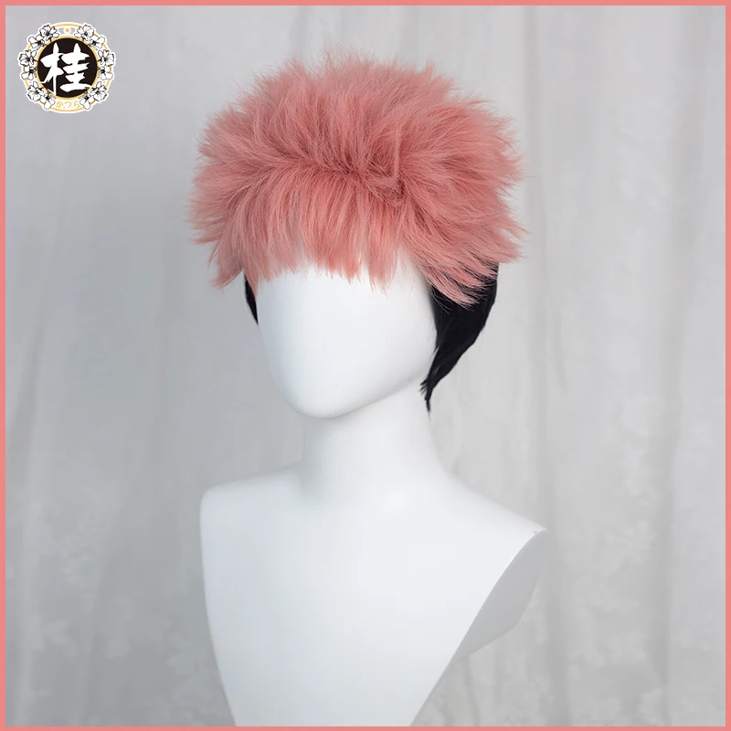 

UWOWO Yuji Itadorii Cosplay Wig 28cm Pink Black Short Hair Heat Resistant