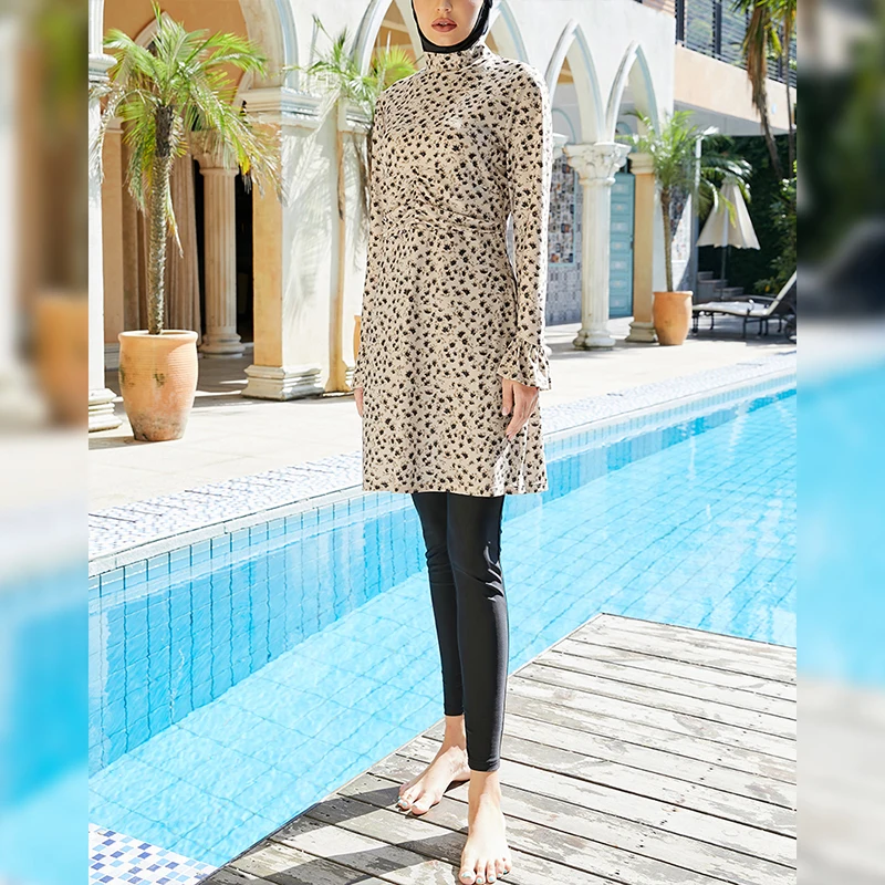 2023 Woman\'s Muslim Swimwears Burkini Mujer Hair Hood Cap Moslem Modest Burqini Islamic Hijab Bourkini Pool Borkini Beach Suit