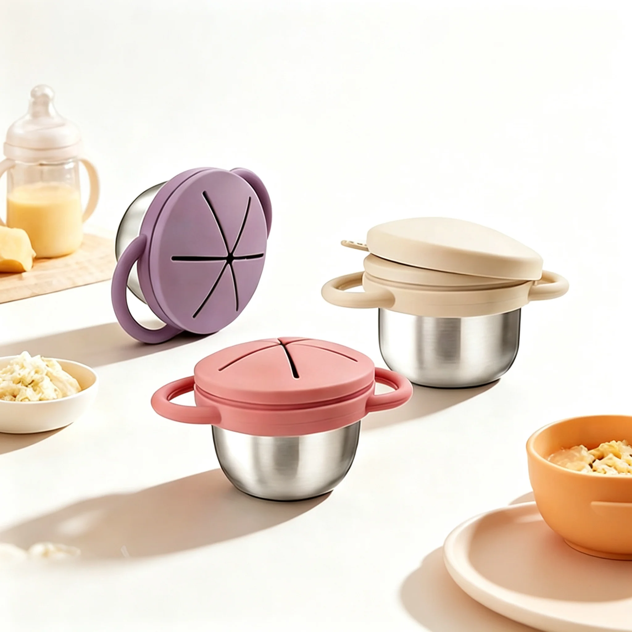 Snack Cup Toddler - Gobelet anti-fuite en acier inoxydable pour