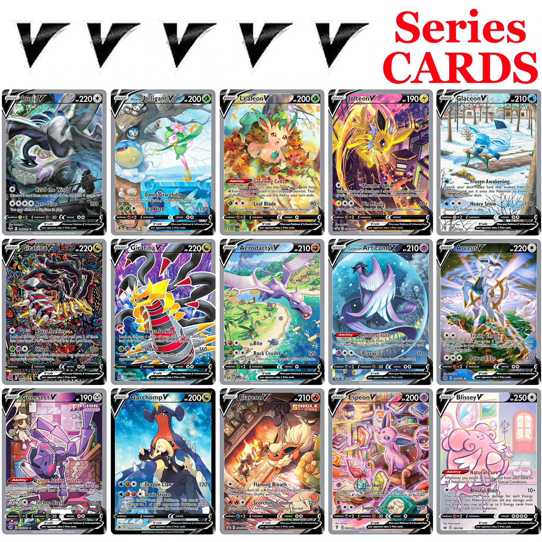 Anime Basic PKM V Series Card Glaceon Articuno Giratina Espeon Lugia PTCG Trading Card Game for Children's Gift