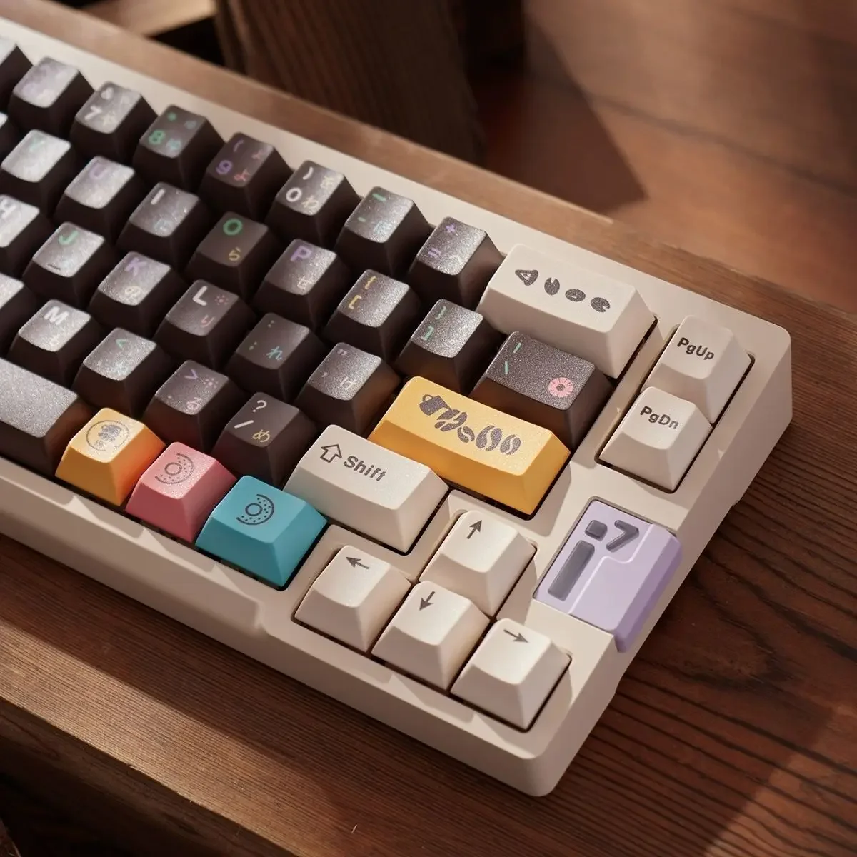 129Keys Chocolate Donut Coffee Color Keycap Afternoon Tea Mechanical Keyboard Pbt Five-Sided Sublimation Cherry Pbt Retro Keycap