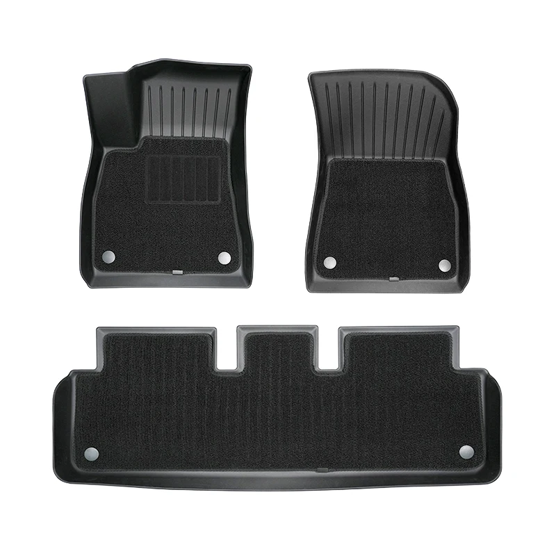 6 tapis de sol pour Tesla Model Y Highlad3, double couche, 3D, TPE, tapis en velours, imperméables,