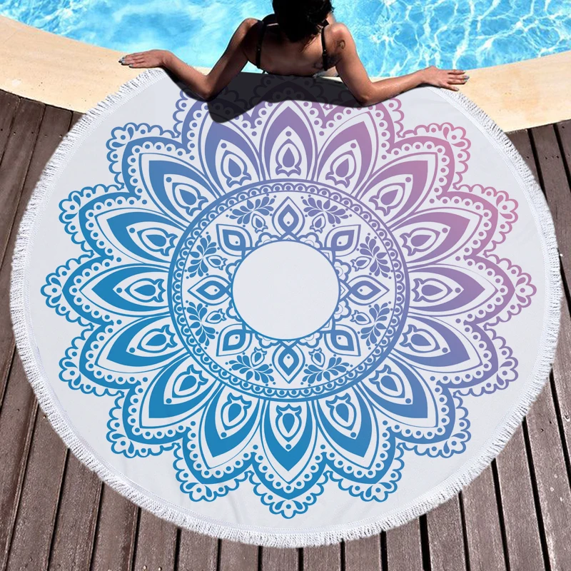 Beach Leisure Resort Creative  Towel Microfiber Round Swimming  Mandala Yoga Mat Adult Large  Bath