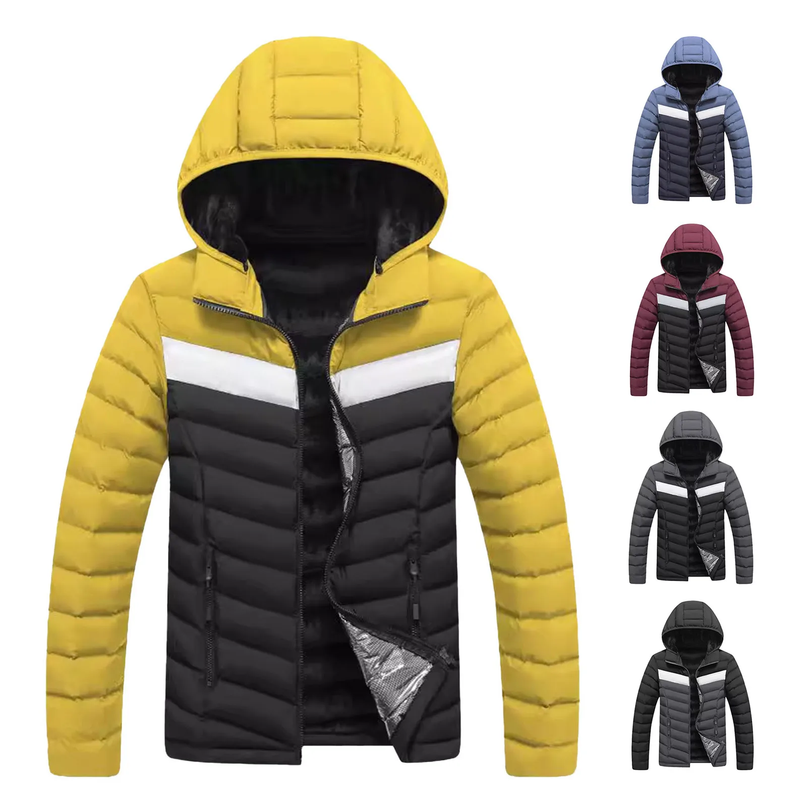 Men Comfortable Warm Hooded Jacket Fashion Outerwear patchword Zipper Soft Fall Winter Coats Warmest Men Coat Slim Fit Coat