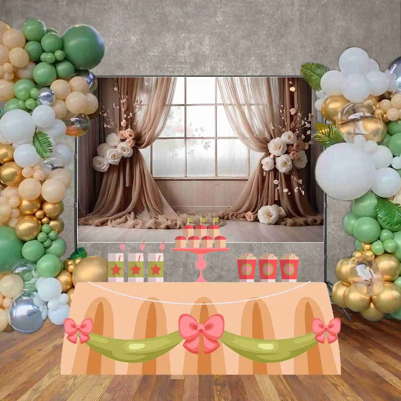 MOON.QG винтажное окно свадебный фон женские богемные занавески цветочные фоны под заказ Фотографические принадлежности