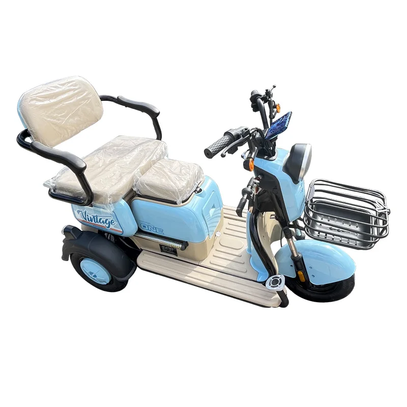 New Style 48V 600W Three-Wheel Electric Rickshaw Double Seat Two-Seater Electric Tricycle Open Body Electric Motorcycle 60V