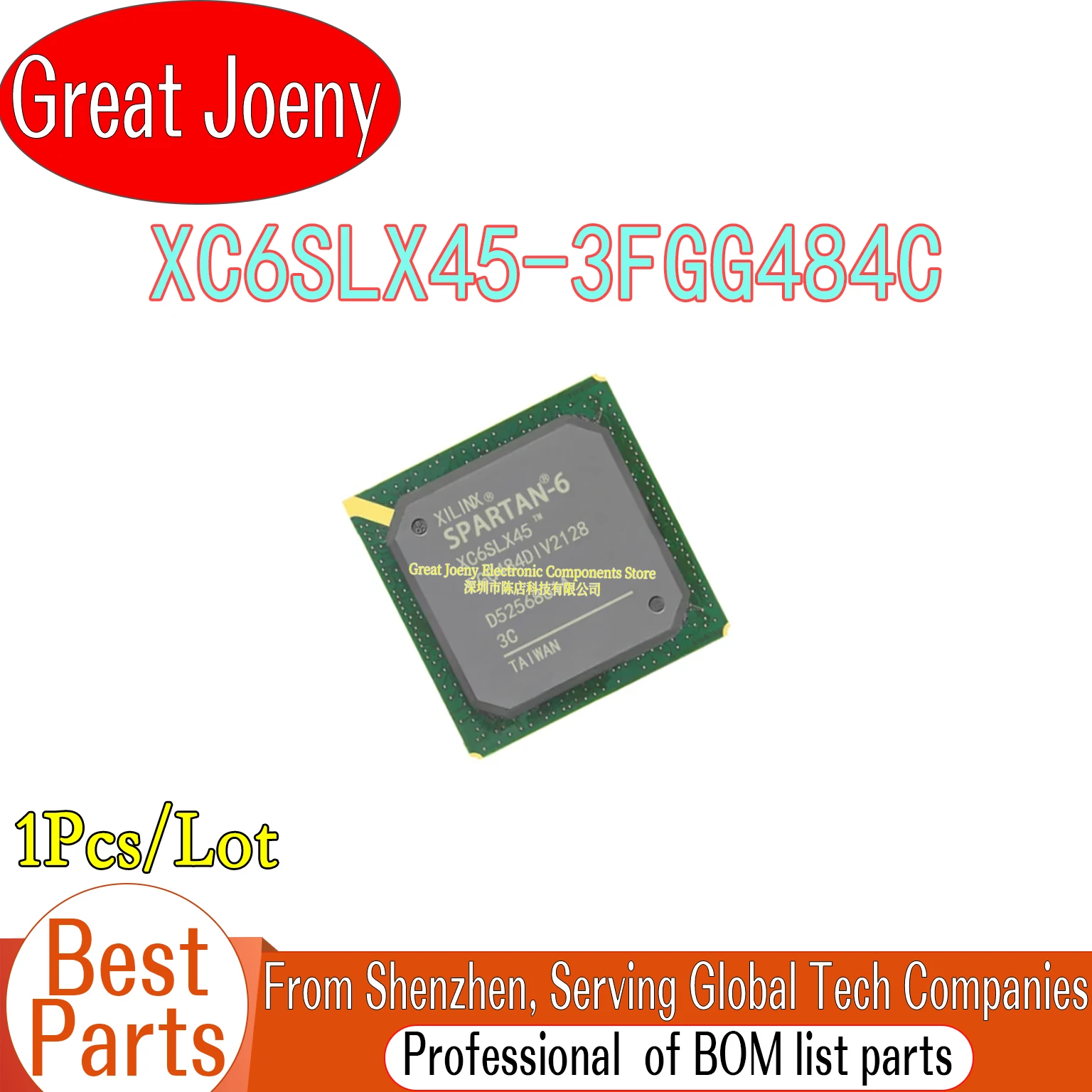 100% New Original XC6SLX45 XC6SLX45-3FGG484C XC6SLX45 FGG484 IC Chipset BGA-484