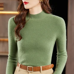 2023 New Cashmere Sweater Women Mock Neck Pullover Long Sleeve Autumn and Winter Cashmere Sweater Warm High Quality Jumper