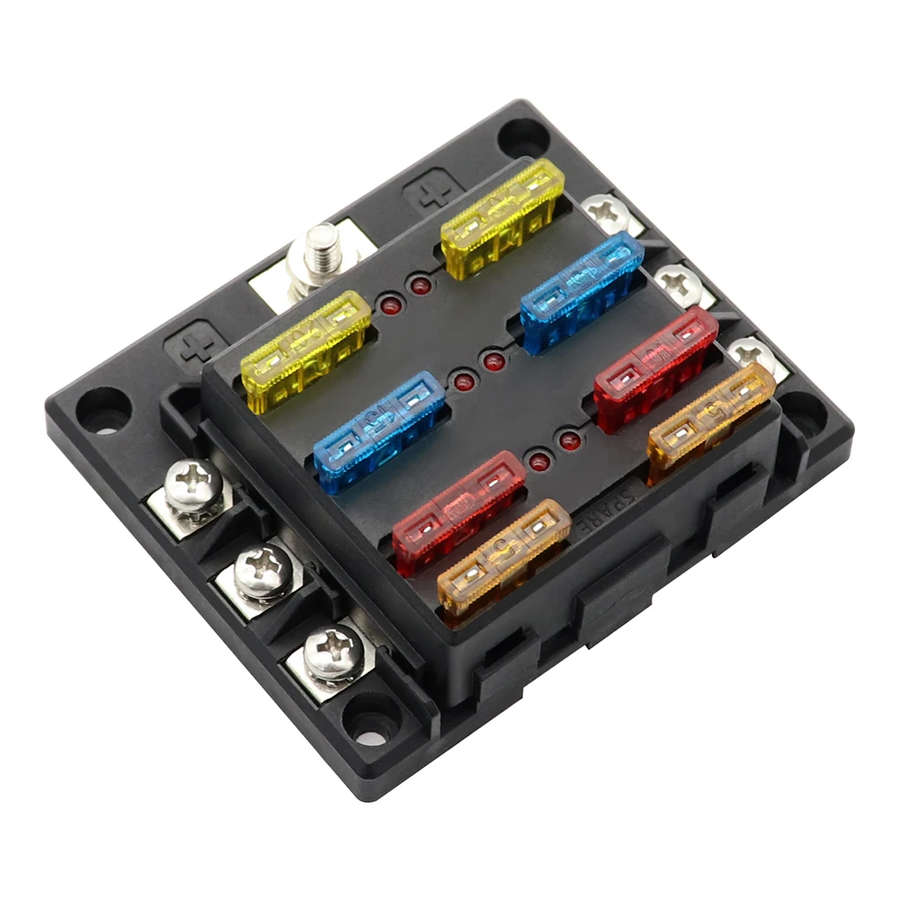 

6-Way Blade Fuse Box Fuse Block Holder with Fuses for 12V 24V Car Marine