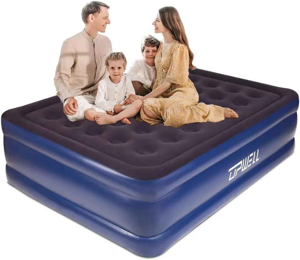 Upwell Inflatable Air Mattress Queen With Built In Pump Comfort Blow Up Bed Waterproof Fast&Easy Set Up Dura Beam Strong