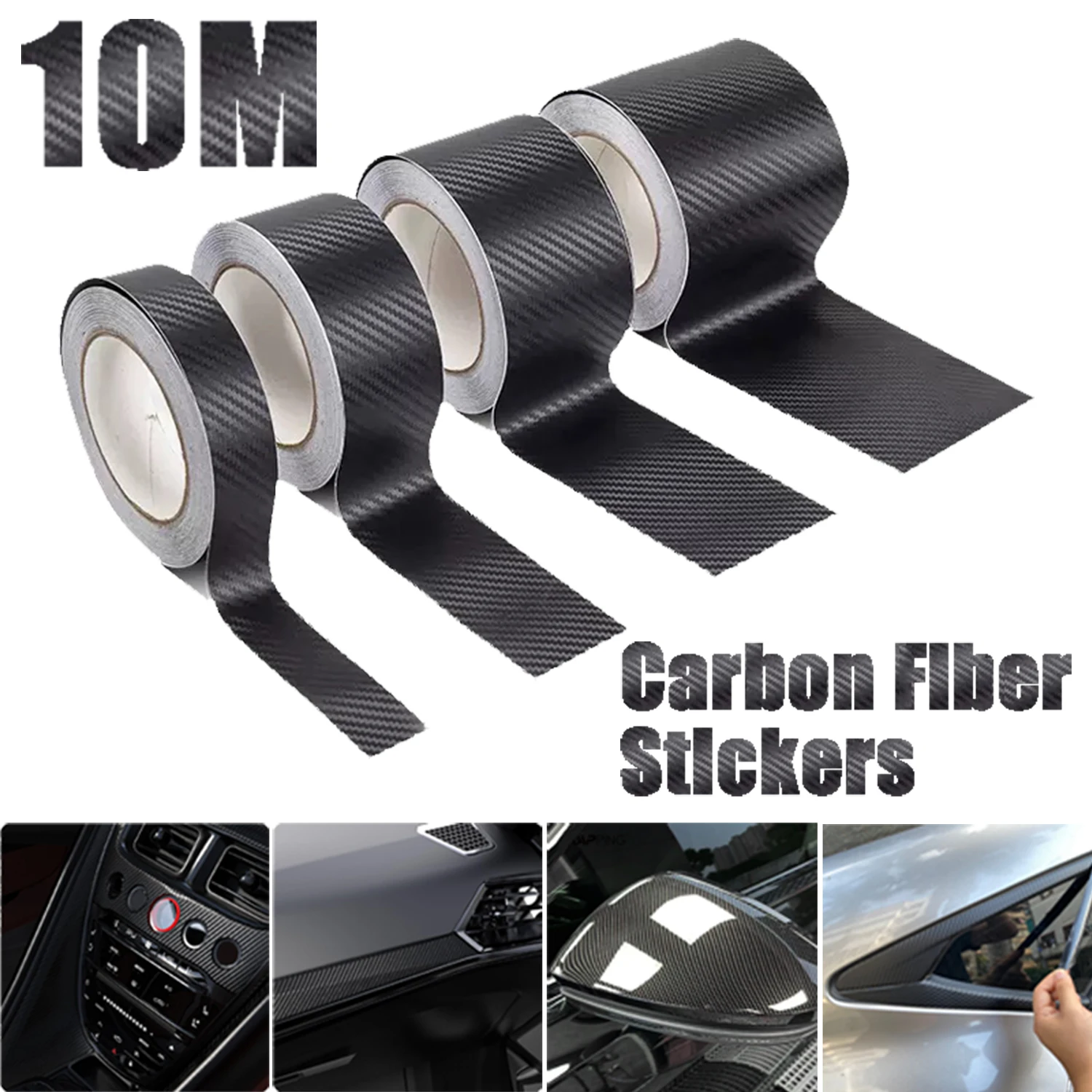 

Carbon Fiber Car Stickers Self-adhesive Automotive Wrap Tape Matte Black Self-Adhesive Film 3D Vinyl Car Strips Film Accessories