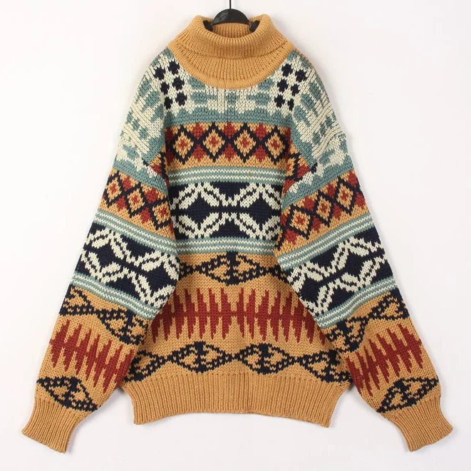 

Thickened Woolen Christmas Style Sweater for Women High Collar Long Sleeve Loose Fit Online Exclusive Icelandic Nordic Style