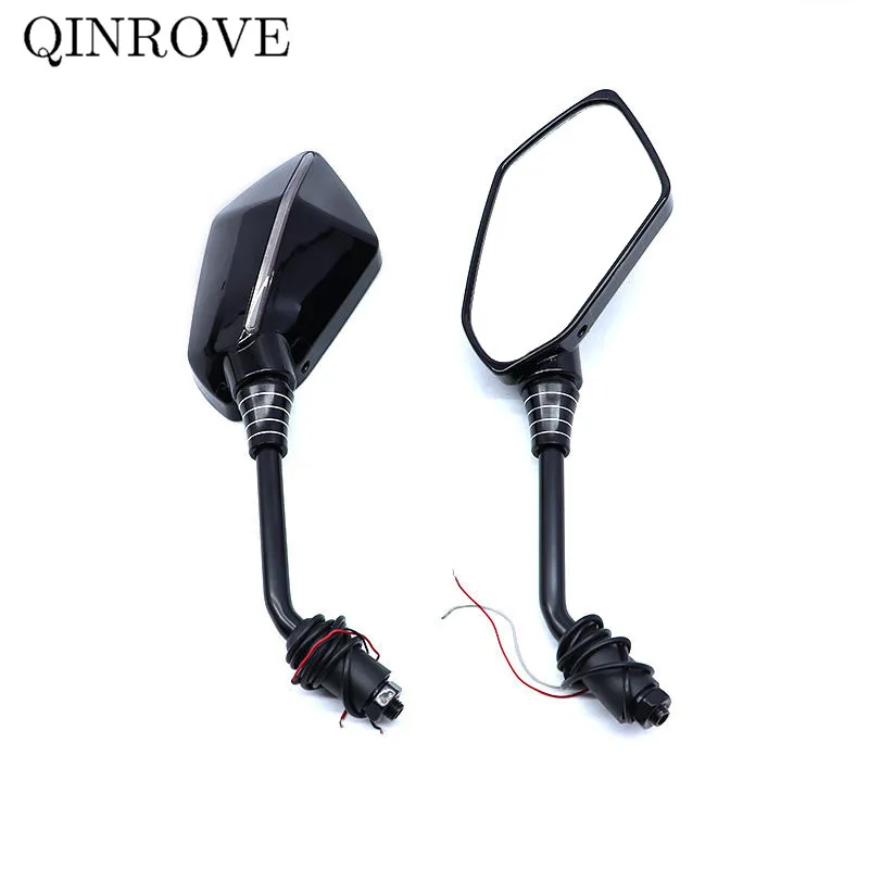

8MM 10MM Universal Motorcycle Rear View Side Mirrors with LED Turn Signal lights Rearview Mirror for Aprilia Pegaso 650 Bajaj