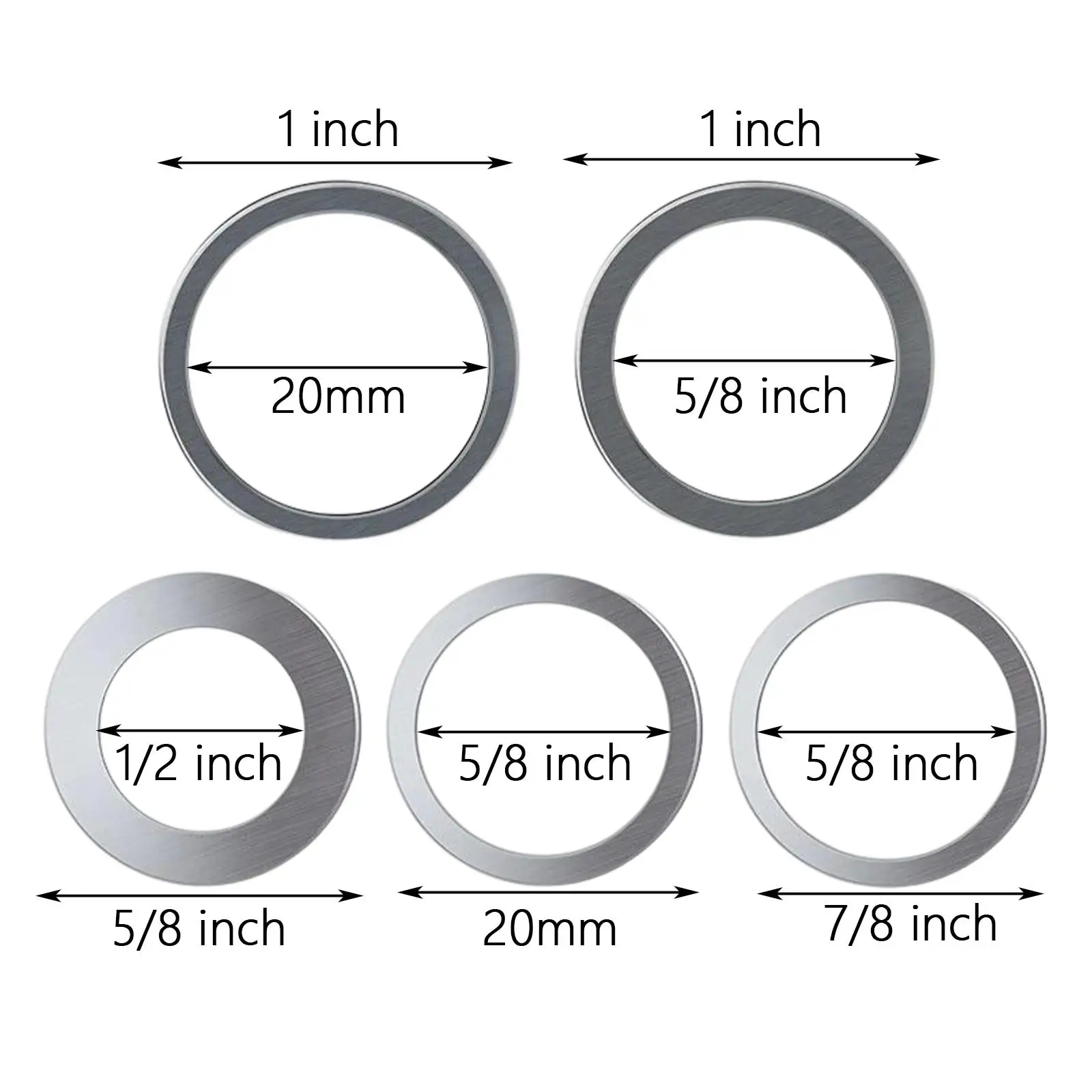 Lame de Scie Circulaire en Métal, Anneaux de Réduction, Roue de Conversion, Joint de Disque Carlé pour le Calcul, Outils de Travail, Meulage de Rêves, 5 Pièces