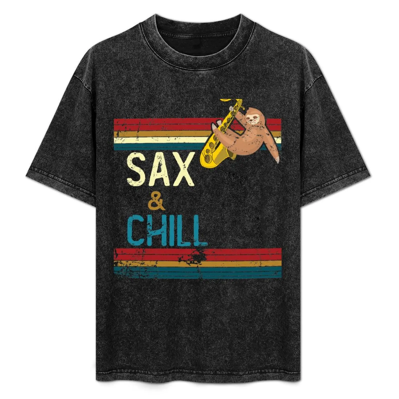 

SAX & CHILL VINTAGE SLOTH T-Shirt Casual Minimalist Short Sleeve Top