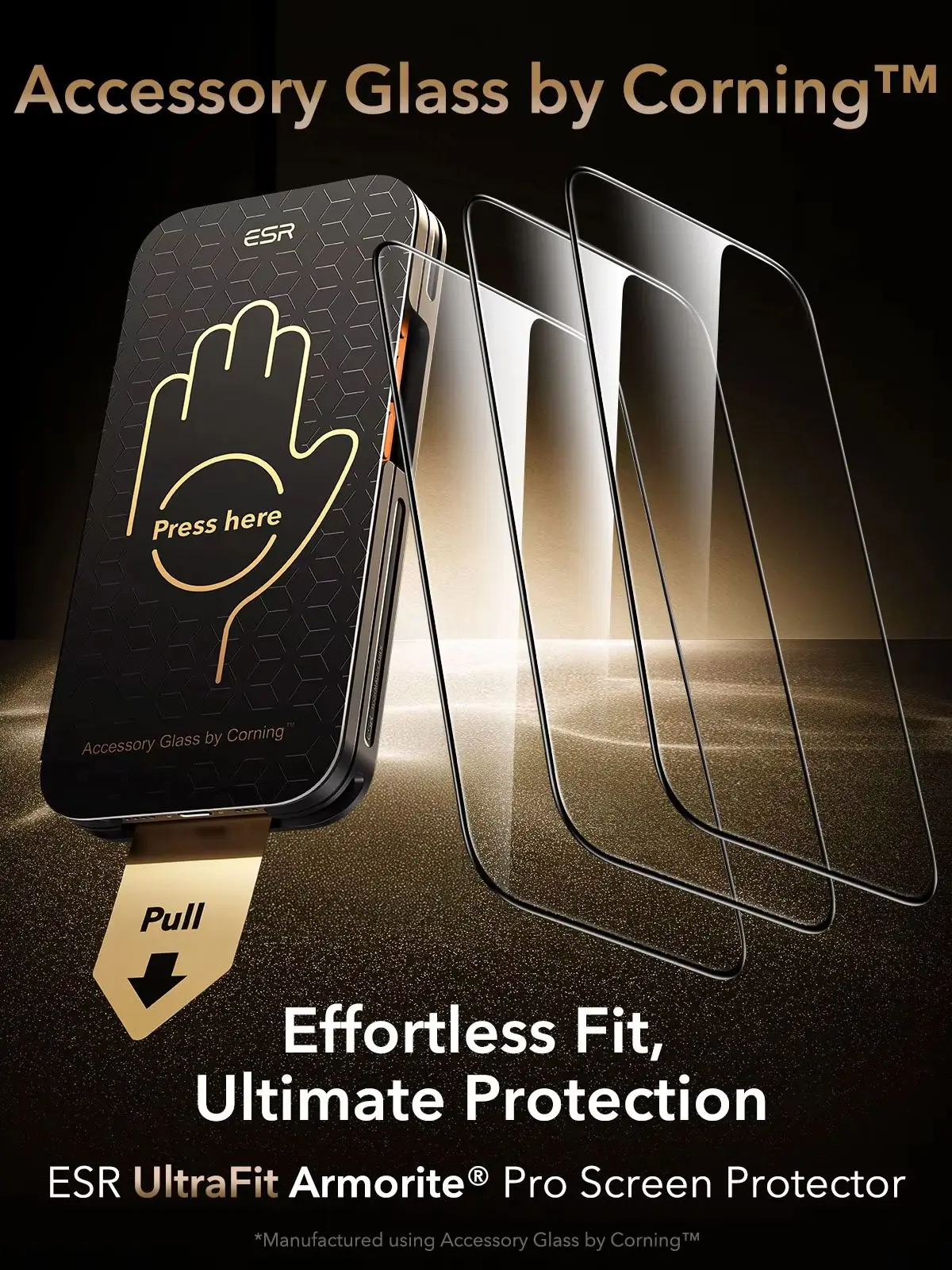 ESR UltraFit Armorite ®   Profesjonalna folia ochronna na ekran do iPhone 17/16 Pro Max, szkło ochronne klasy wojskowej, akcesorium od Corning. ™ — zdjęcie produktu 7
