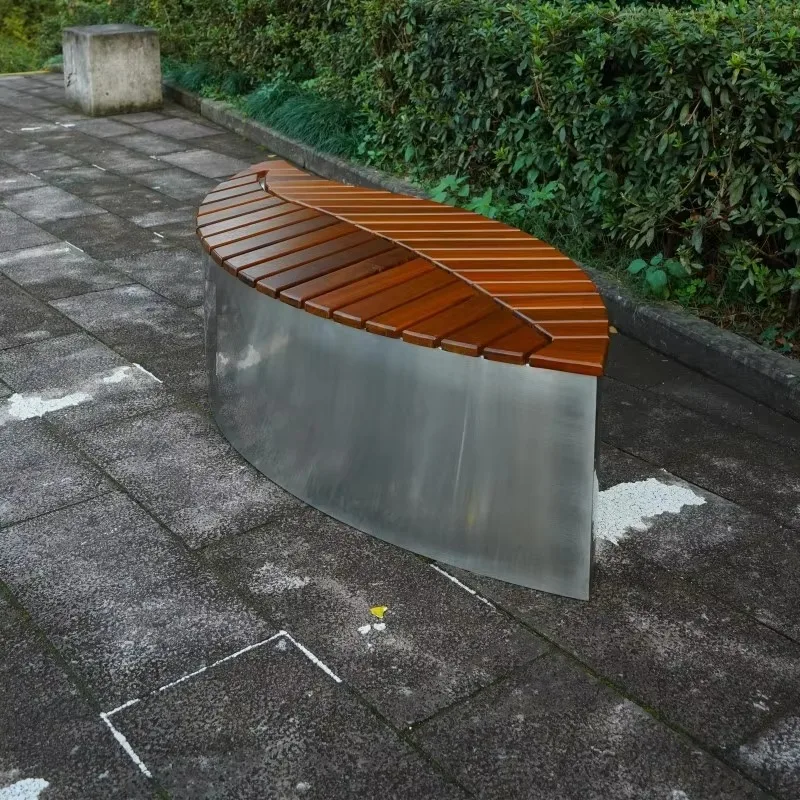 تخصيص مقعد الحديقة غير القابل للصدأ مقاعد خارجية مخصصة الفولاذ المقاوم للصدأ مقعد خارجي مقعد عام كرسي الفناء #5