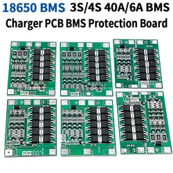 リチウムイオン電池充電器保護ボード,18650 bms,ドリルモーター用,強化バランス,3s,4s,40a,60a,11.1v,12.6v,14.8v,16.8v