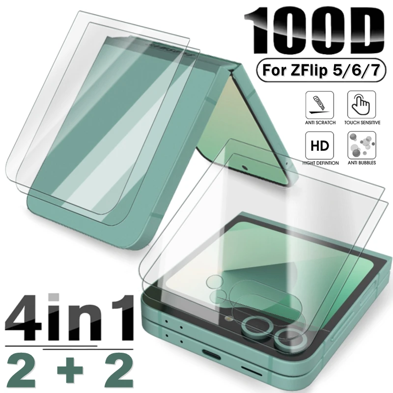 

For Samsung Galaxy Z Flip 7 6 5 Front Back Protective Flim Tempered Glass Outer Screen Protector For ZFlip6 ZFlip7 Flip5 Cover