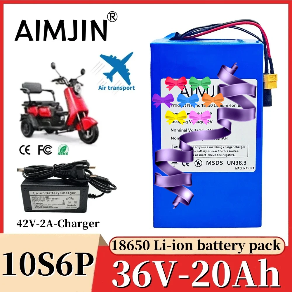 

10S6P 36V 20Ah High-capacity Rechargeable 18650 Lithium-ion Battery Pack Built in BMS Suitable for Electric Scooter Battery