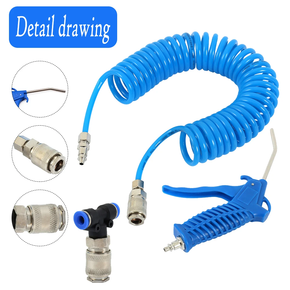 1-5 Set Air Hose Kit Multi-Purpose Dust Removal Tool Cleaning Heavy Duty Air Compressor Hose Nozzle Fitting Kit Air Blow Tool