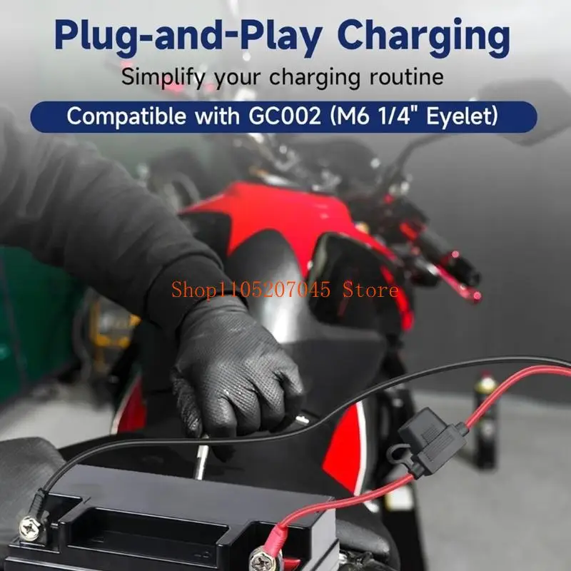 37cd 16AWG Battery Extension Cable with Double Fuses Strong 6mm Eyelet Connector Set Battery Chargers Cable for GC008