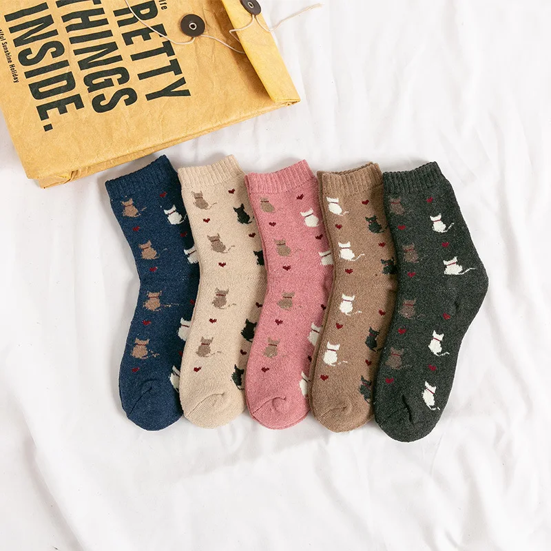 

Warm Women Socks Print Autumn Cute Kawaii Christmas Winter Sock Woman Female Thick Warmer Sox for Girls 10 Pairs