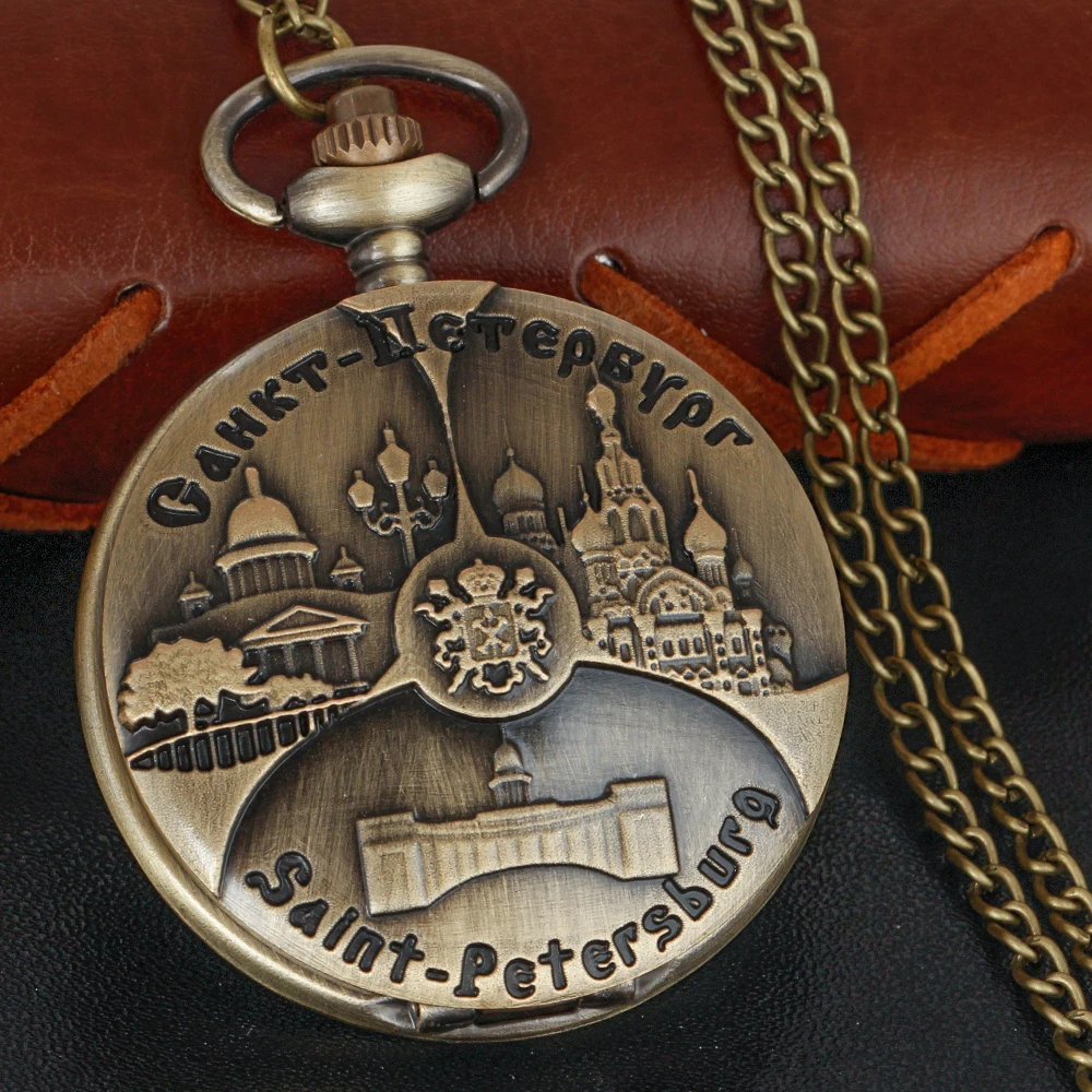 

Exquisite Tourist Castle Souvenir Badge Quartz Pocket Watch Retro Men's and Women's Necklace Accessories Bracelet Gift