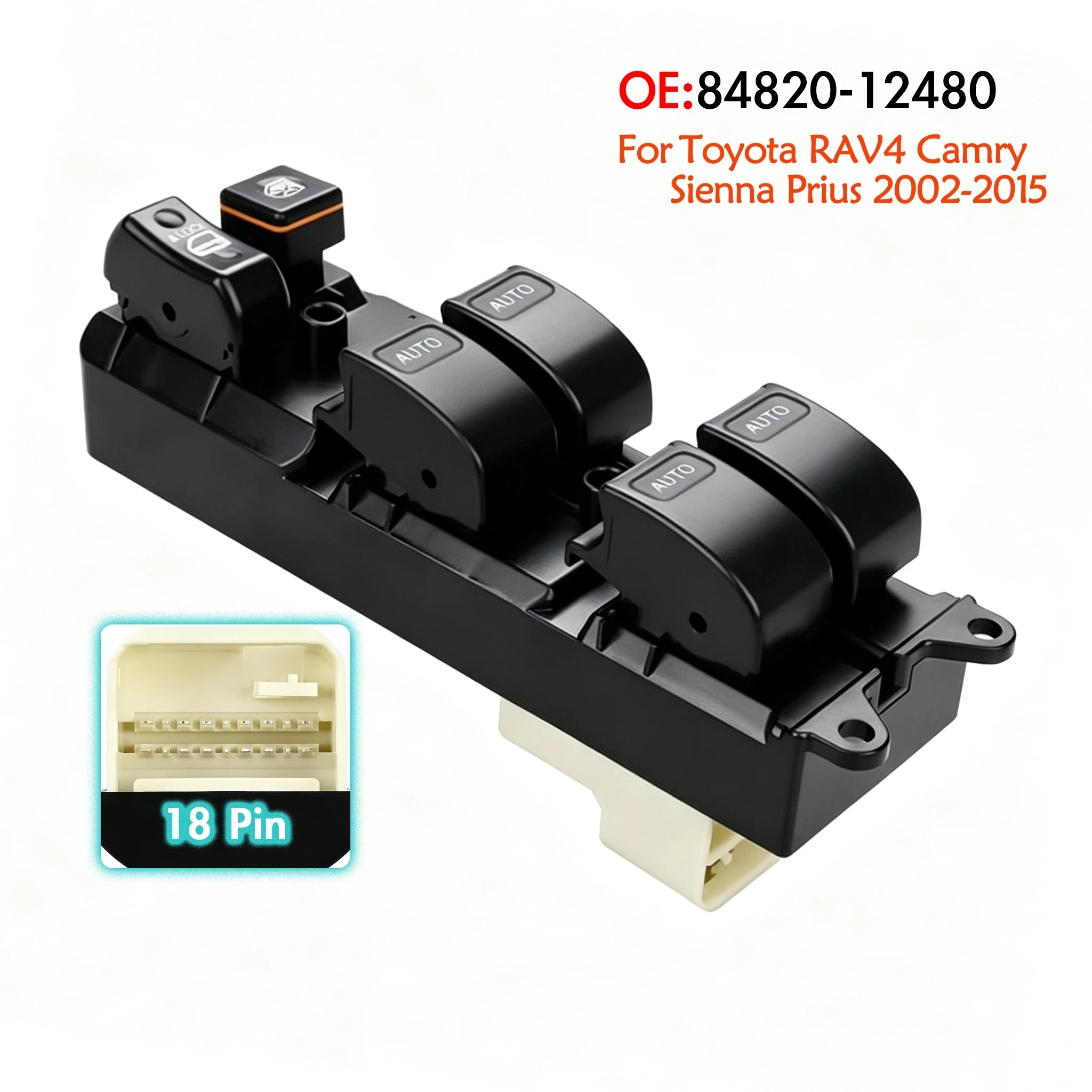 84820-12480 For Toyota Corolla Vios Hilux Vigo,Front Left Driver Side Electric Main Power Window Switch Lifter Control Button