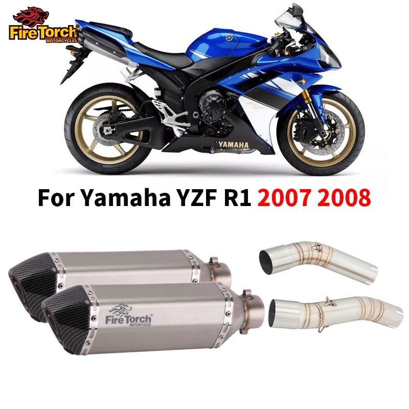 

Выхлопной глушитель для мотоцикла Yamaha YZF R1 MT-10 R1M 2007 2008, модифицированный глушитель из углеродного волокна 50,8 мм, средний соединительный трубопровод