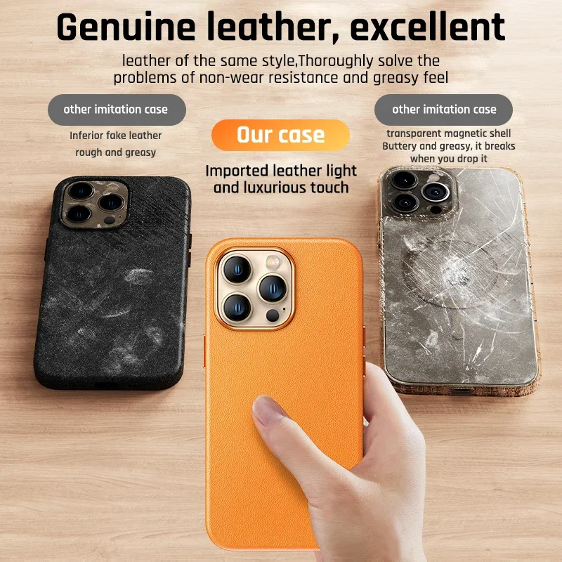 Original For Magsafe Animation Leather Case For iPhone 13 Mini 14 15 16 Pro Max Plus Magnetic Wireless Charging Shockproof Cover view 5