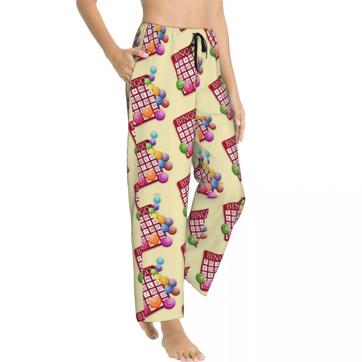 Custom Best Play Bingo Game For Bingo Players Pajama Pants Sleepwear Women Elastic Waistband Sleep Lounge Bottoms with Pockets