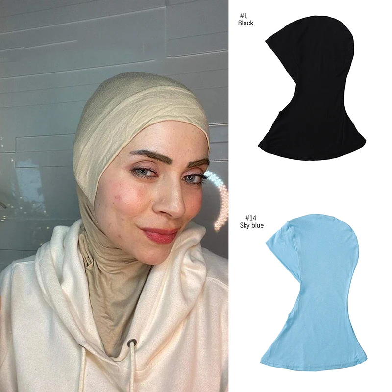 Ramadan Women Muslim Modal Hijab Base Hat Fashion Solid Color High Elasticity Headscarf Long Breathable Neck Guard Hijab