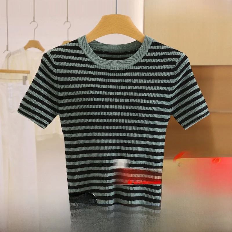 

ort Sve round Ne Полосатый свитер Универсальный ort Sle Полиэстер Шерсть Нейлон Смесь для поездок на работу Sle Faionable Younger Lo...