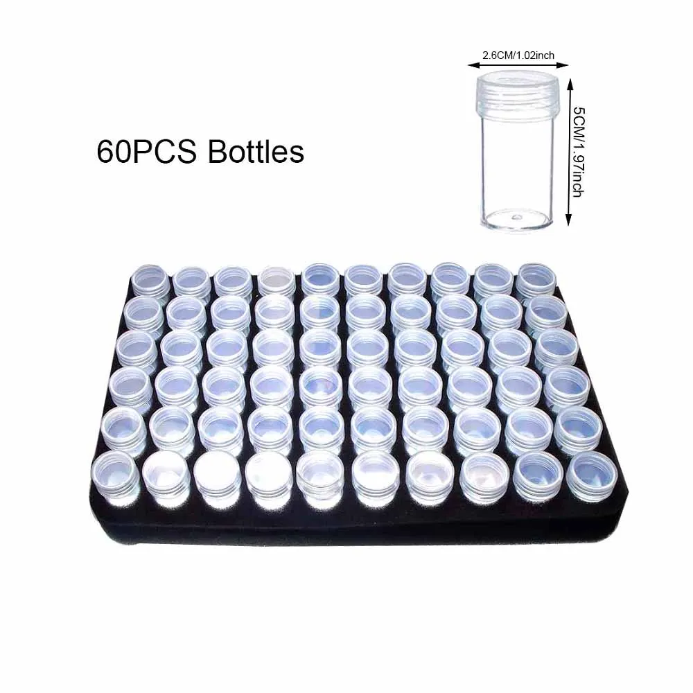 Diamond painting tools storage box transparent rice beads small box nail art divided diamond bottle in spong 30/40/60/80PCS