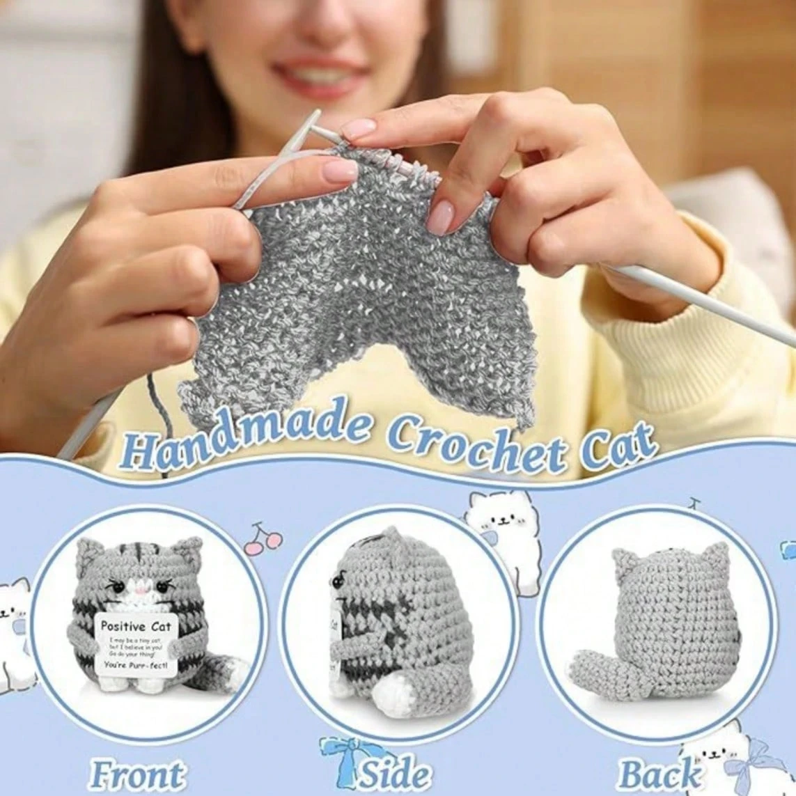 حيوانات كروشيه صغيرة إيجابية ورفعها، هدايا دعم عاطفي، صناعة يدوية، مع بطاقات متضمنة، هدايا كروشيه ملهمة لطيفة، مناسبة للنساء والرجال والأصدقاء والعائلة، زينة عيد الميلاد، هدايا عيد الميلاد. #2