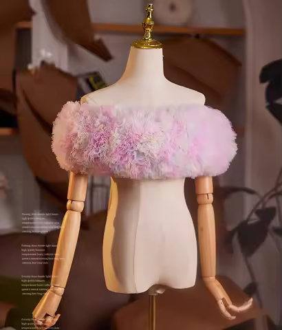 New multicolor pink fluffy shawl wrap performance dance prom evening dress accessories