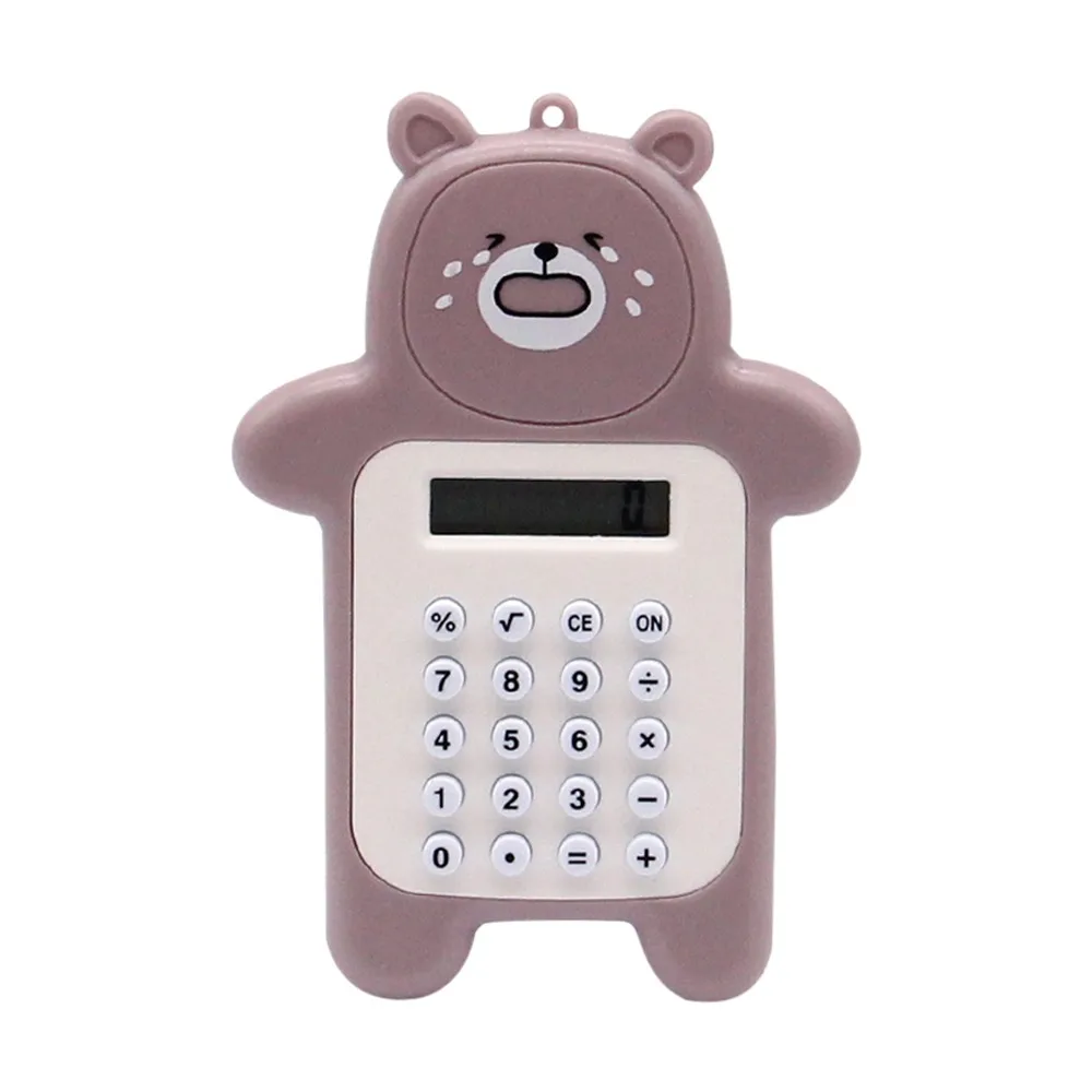 Cute 8 Digits Display Mini Calculator Bear Shaped Battery Student Calculators Mini Battery Calculator School Office