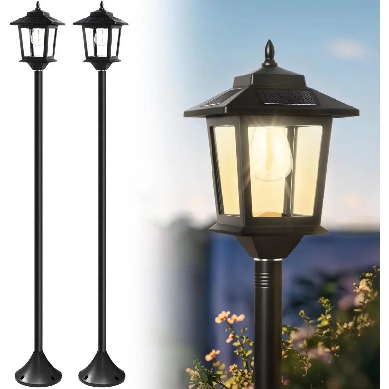 

PASAMIC 63" Solar Lamp Post 2Pack, Outdoor Lights Waterproof, Pole Lights Outdoor, Floor Lamp for Patio, Warm White, Replaceable